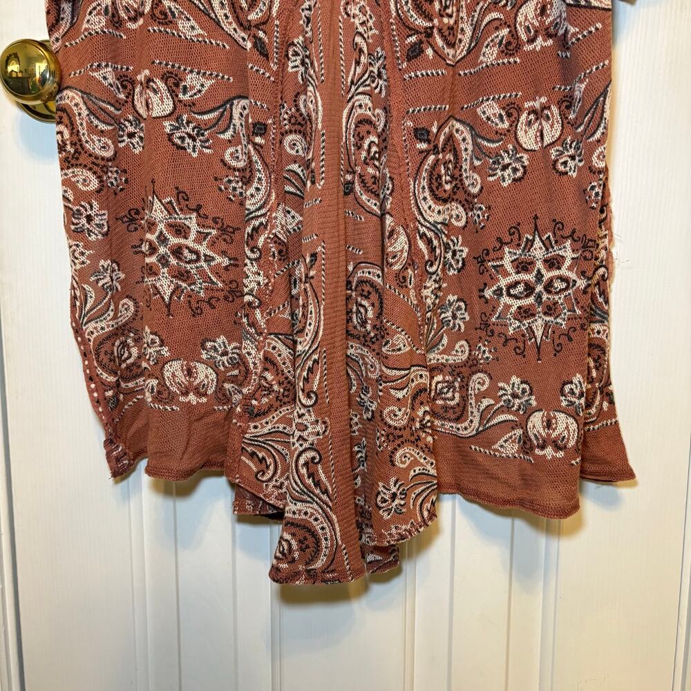 Free People Top Womens Small Paisley Knit Oversized Boho Festival Terracotta - Picture 8 of 16